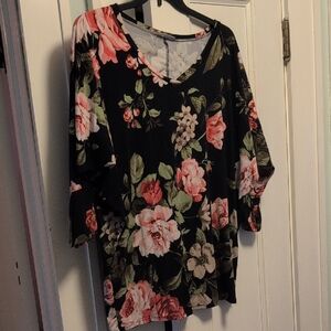 Floral Black Top